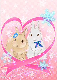 うさぎと雪の結晶があなたに幸運を運びます