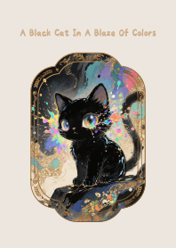 black cat in a blaze of colors (Light)