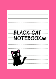 BLACK CAT NOTEBOOK-FLASHY PINKj
