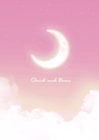 Cloud & Crescent Moon  -  Pink & Yellow