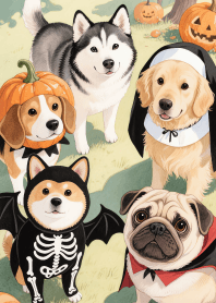 Lovely Dog Gang in Halloween