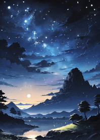 Mountain, Sea, and Moonlit Night 71f28A