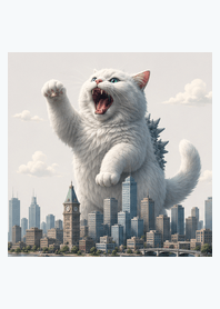 White Cat Kaiju Roar