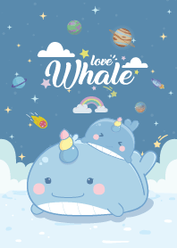 Whale Unicorn Love Galaxy Pacific Blue