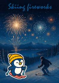 動物スキー花火_青