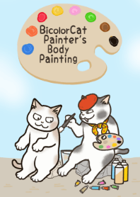 Bicolor cat painter's body painting