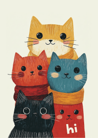 貓咪聚會：圍巾、咖啡與悄悄話