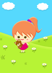 Little girl and bear