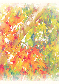 【水彩風】紅葉と秋 #水彩タッチ