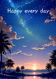 星空に沈む夕日！