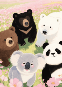 Love lovely Bear Gang in Pink field (JP)
