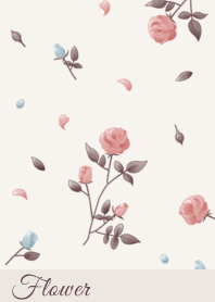 ดอกไม้ 002 【ดอกกุหลาบ×สีเบจสีชมพู】