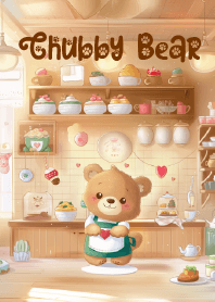 Chubby bear in cafe