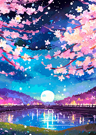 Beautiful night cherry blossoms#778