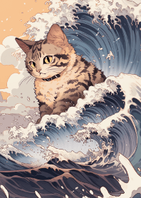 浮世絵猫/赤茶色
