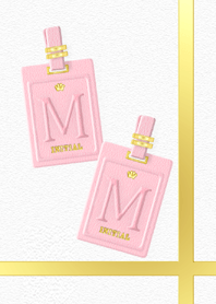 大人のイニシャル M M ピンクレザー