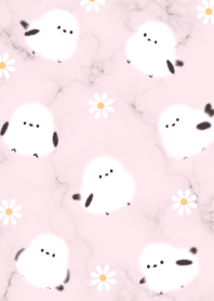 pink Daisy Flowers and Birds 03_2