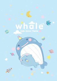 Whale Unicorn Minimal Galaxy Pastel Blue