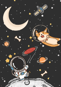 冒険の小さな犬と宇宙飛行士