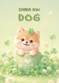 Kawaii Shiba Inu In Green Clover
