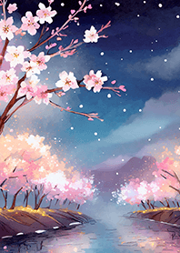 Beautiful night cherry blossoms#968