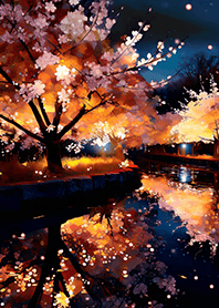 Beautiful night cherry blossoms#1059