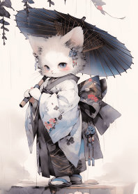 Ink painting cute kitten