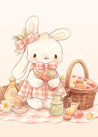 Cute bunny on picnic