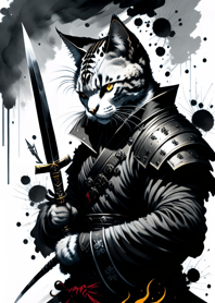 Ink wash cat samurai e89c41