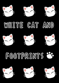 WHITE CAT AND FOOTPRINTS-BLACKj