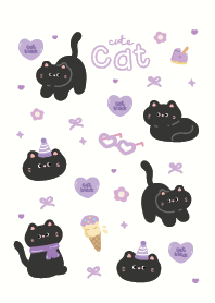 Cat black lovely : purple!