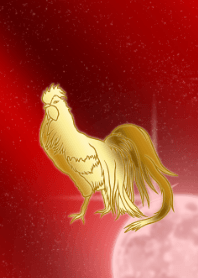 Zodiac of gold and red-chicken-2022