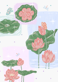Lotus flower, cute, pastel.
