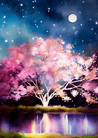 Beautiful night cherry blossoms#860