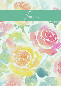 Pastel Roses2 on blue green