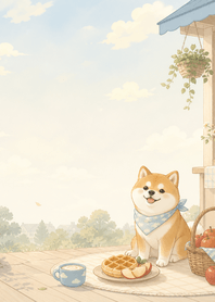 Sky Shiba Apple Waffle Porch