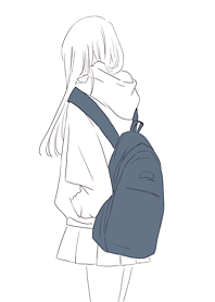 Line drawing girl in hoodie