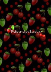 Fruits and polka dots -Black-