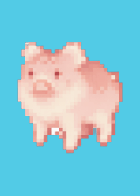 Pig Pixel Art Theme  Blue 03