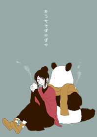 At home, warm.Panda with a girl.
