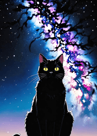 Night Moon Star Cat 45b3cA