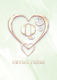 [ Q ] Heart Charm & Initial  - Green