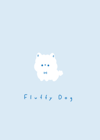 ふわふわの犬。ブルーホワイト