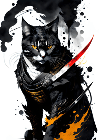 Ink wash cat samurai ca62bf
