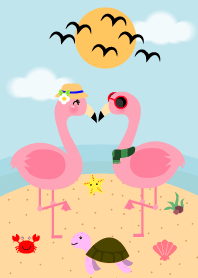 Pink Flamingo on the Beach Theme v.2