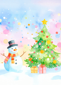 雪だるまとクリスマスツリー