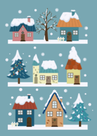 北欧風・冬＊くすみ青緑