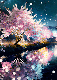 Beautiful night cherry blossoms#902