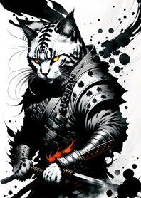 Ink wash cat samurai 3287db