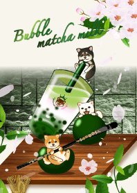 Bubble cherry matcha milk 7(Shiba dog)